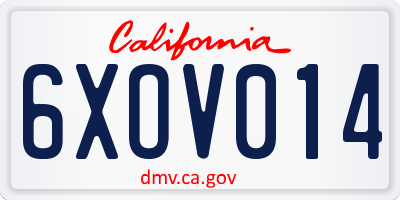 CA license plate 6XOV014