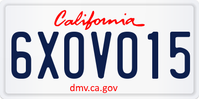 CA license plate 6XOV015