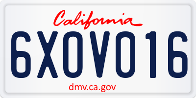 CA license plate 6XOV016