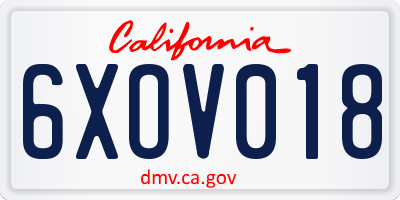 CA license plate 6XOV018