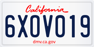 CA license plate 6XOV019
