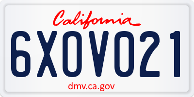 CA license plate 6XOV021