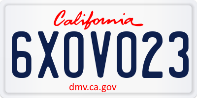 CA license plate 6XOV023