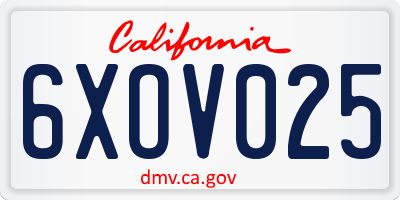 CA license plate 6XOV025