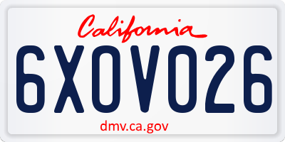 CA license plate 6XOV026