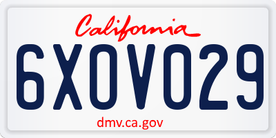 CA license plate 6XOV029