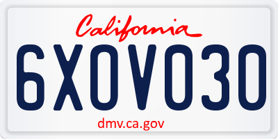 CA license plate 6XOV030