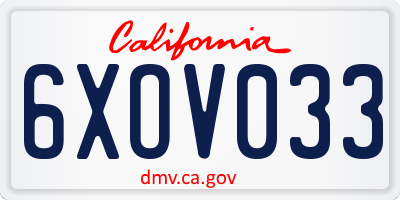 CA license plate 6XOV033