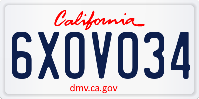 CA license plate 6XOV034