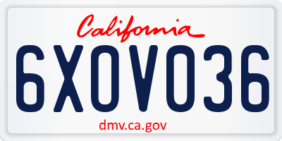 CA license plate 6XOV036