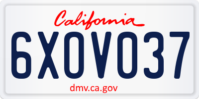 CA license plate 6XOV037