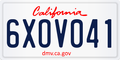 CA license plate 6XOV041