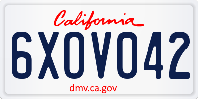 CA license plate 6XOV042