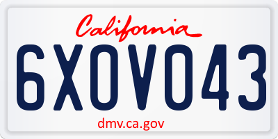 CA license plate 6XOV043