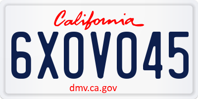CA license plate 6XOV045