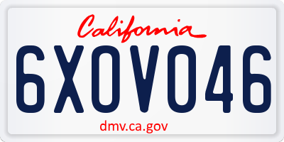 CA license plate 6XOV046