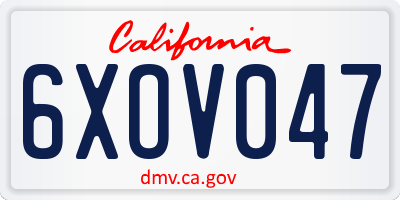 CA license plate 6XOV047