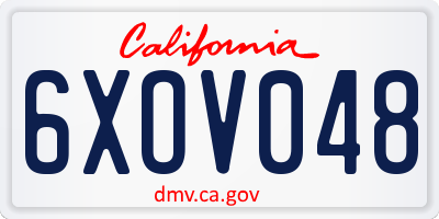 CA license plate 6XOV048