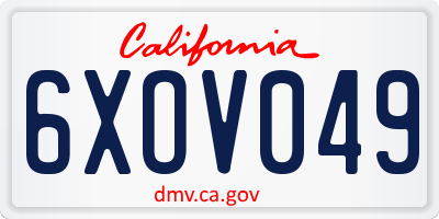 CA license plate 6XOV049