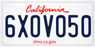 CA license plate 6XOV050
