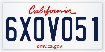 CA license plate 6XOV051