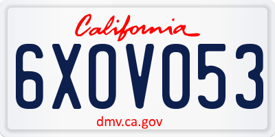 CA license plate 6XOV053