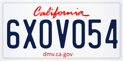 CA license plate 6XOV054
