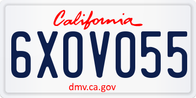 CA license plate 6XOV055