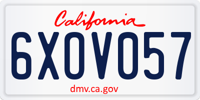 CA license plate 6XOV057