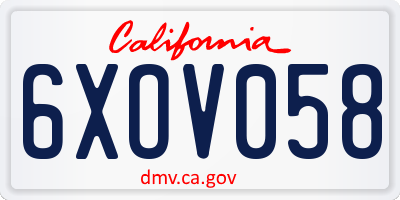 CA license plate 6XOV058