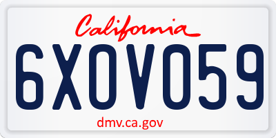 CA license plate 6XOV059