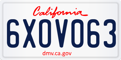 CA license plate 6XOV063