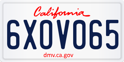 CA license plate 6XOV065