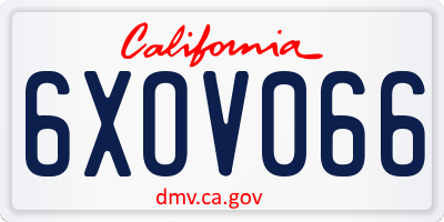 CA license plate 6XOV066