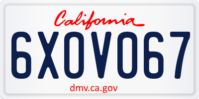 CA license plate 6XOV067