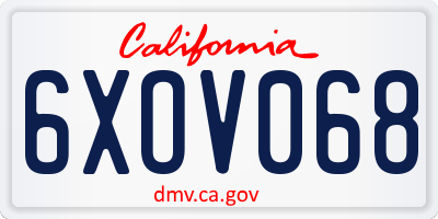 CA license plate 6XOV068