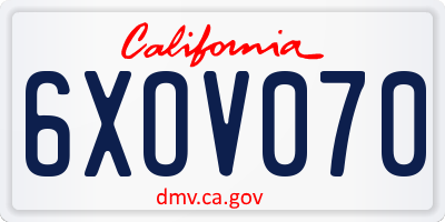 CA license plate 6XOV070