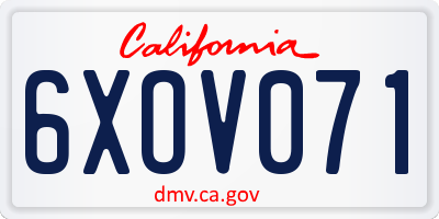 CA license plate 6XOV071