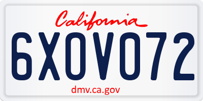 CA license plate 6XOV072