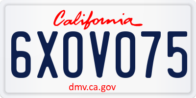 CA license plate 6XOV075