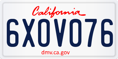 CA license plate 6XOV076