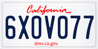 CA license plate 6XOV077