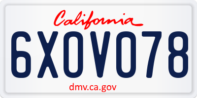 CA license plate 6XOV078