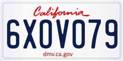 CA license plate 6XOV079
