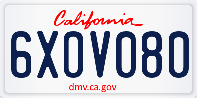 CA license plate 6XOV080