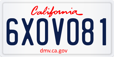 CA license plate 6XOV081