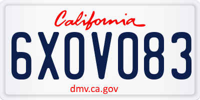CA license plate 6XOV083