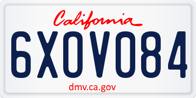 CA license plate 6XOV084
