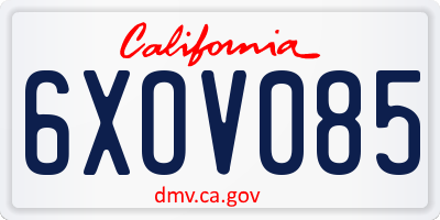 CA license plate 6XOV085
