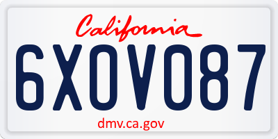CA license plate 6XOV087